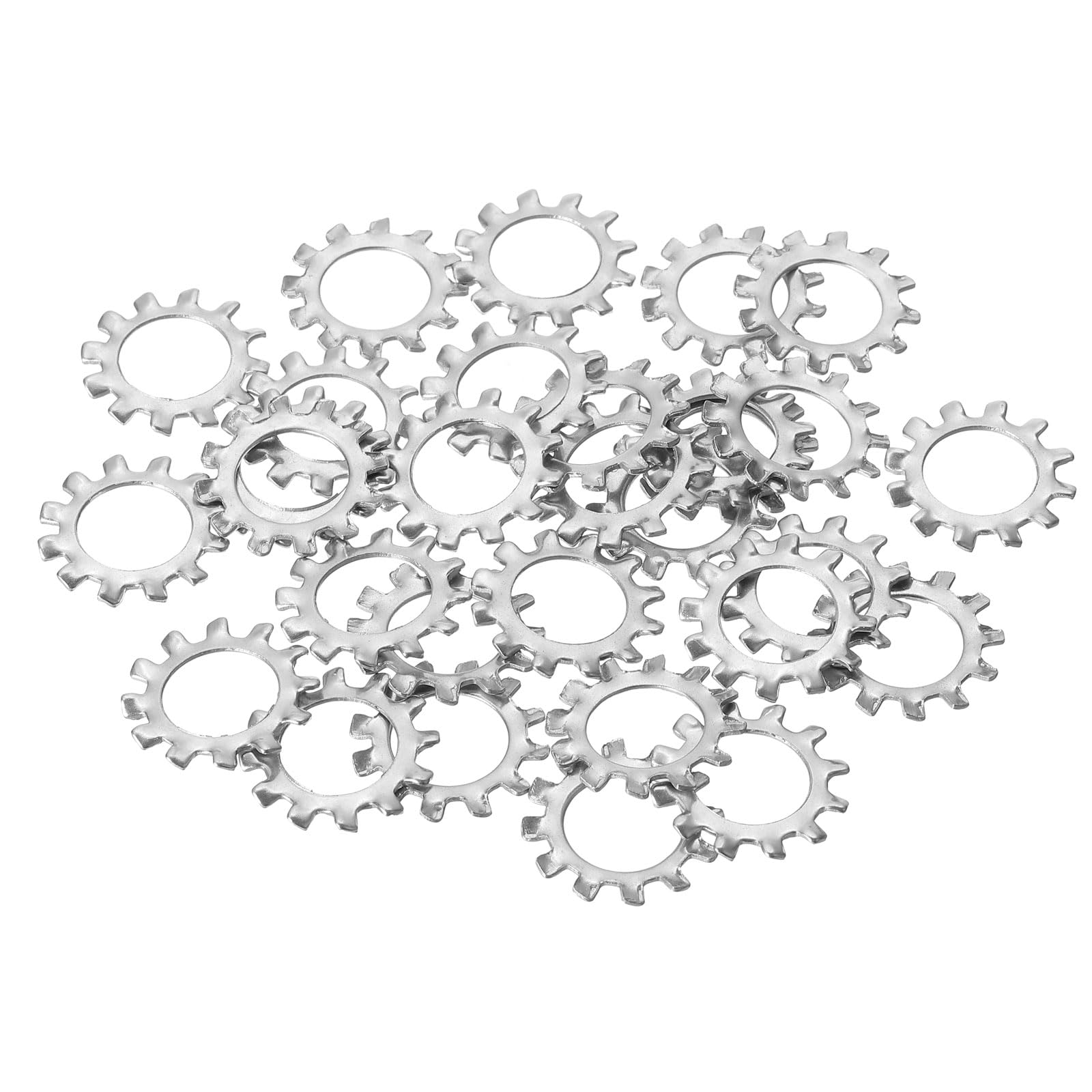 sourcing map 30 Pcs 304 Stainless Steel External Tooth Lock Washers, M12 Star Locking Washers for Screw Bolt Mechanical Equipment Fasteners, Silver