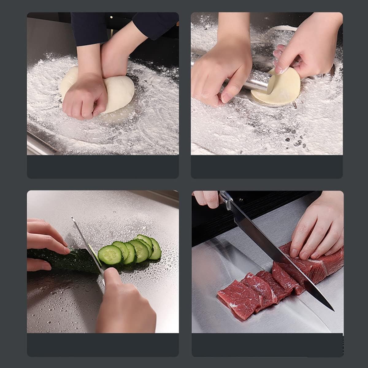 Chopping Board, 50 X 50cm Worktop Protector With Lip, Extra Large 304 Stainless Steel Cutting Boards, Thickness 1.5mm Chopping Board With Lip