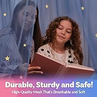 Vista 4 de Dosel de Cama Azul, Dosel de Cama Azul con Estrellas que Brillan en la Oscuridad para Niñas, Niños, Niñas y Bebés, Red para Cubrir la Cuna, Niño