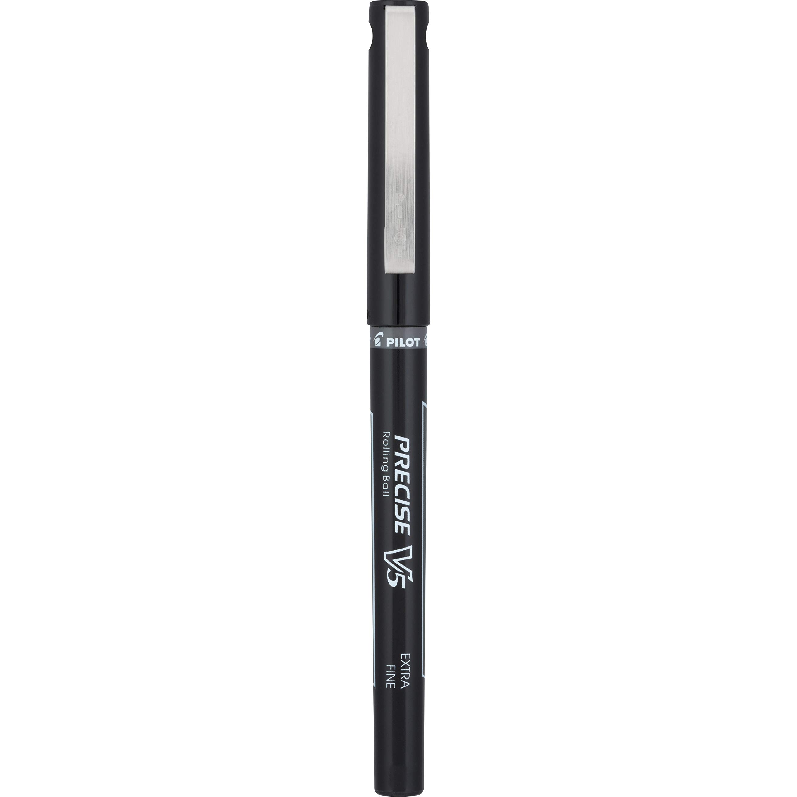 Pilot, Precise V5, Capped Liquid Ink Rolling Ball Pens, Extra Fine Point 0.5 mm, Black, Pack of 6