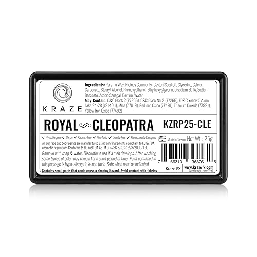 Miniatura 3 de Kraze FX Dome Stroke The Royal Family - Cleopatra (0.88 oz), pintura profesional de cara y cuerpo de un solo trazo, pintura facial y corporal