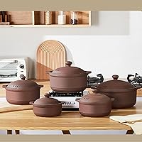 Vista 9 de Cazuela de terracota natural con tapas ollas de arcilla para cocinar, ollas de arroz de loza sin glasear (UpgradeT1-1QT)