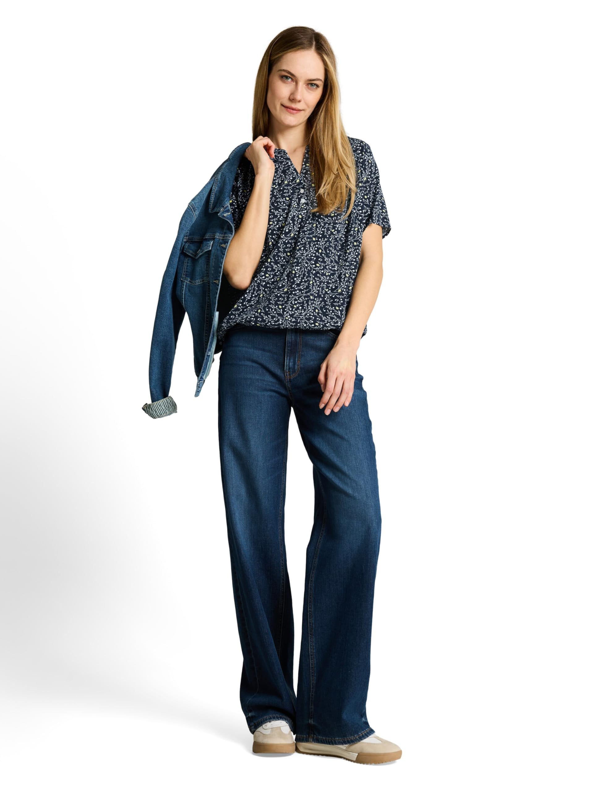 Tom Tailor Damen 1049796 Bluse, 40264-Navy Small Leaves Design, 38 – Ansicht 2