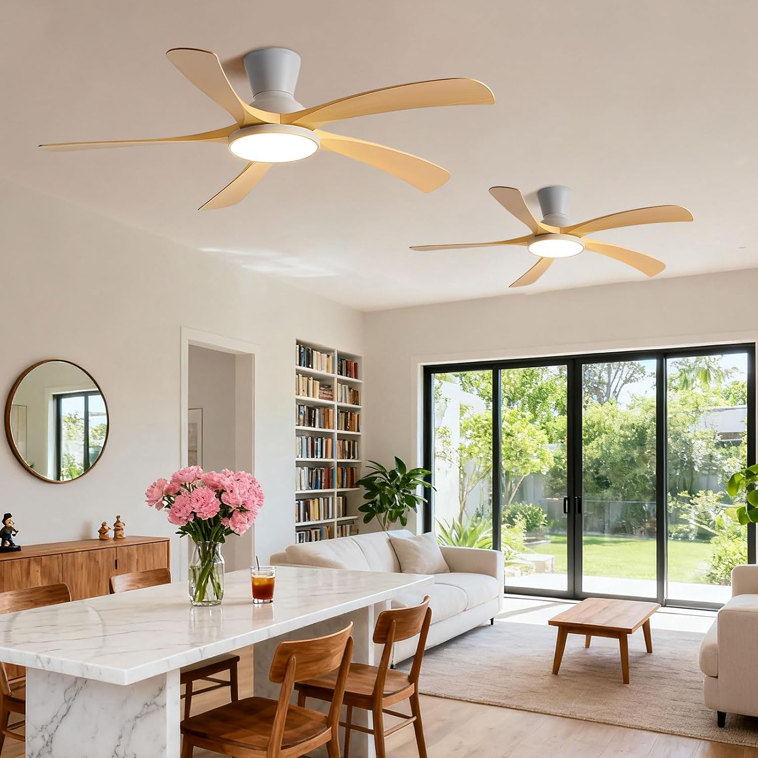 Low Profile Ceiling Fans with Lights Flush Mount Ceiling Fan with Remote, 6 Speed, Reversible DC Motor, Modern Big Ceiling Fan Light for Bedroom Living Room Dining Room Library