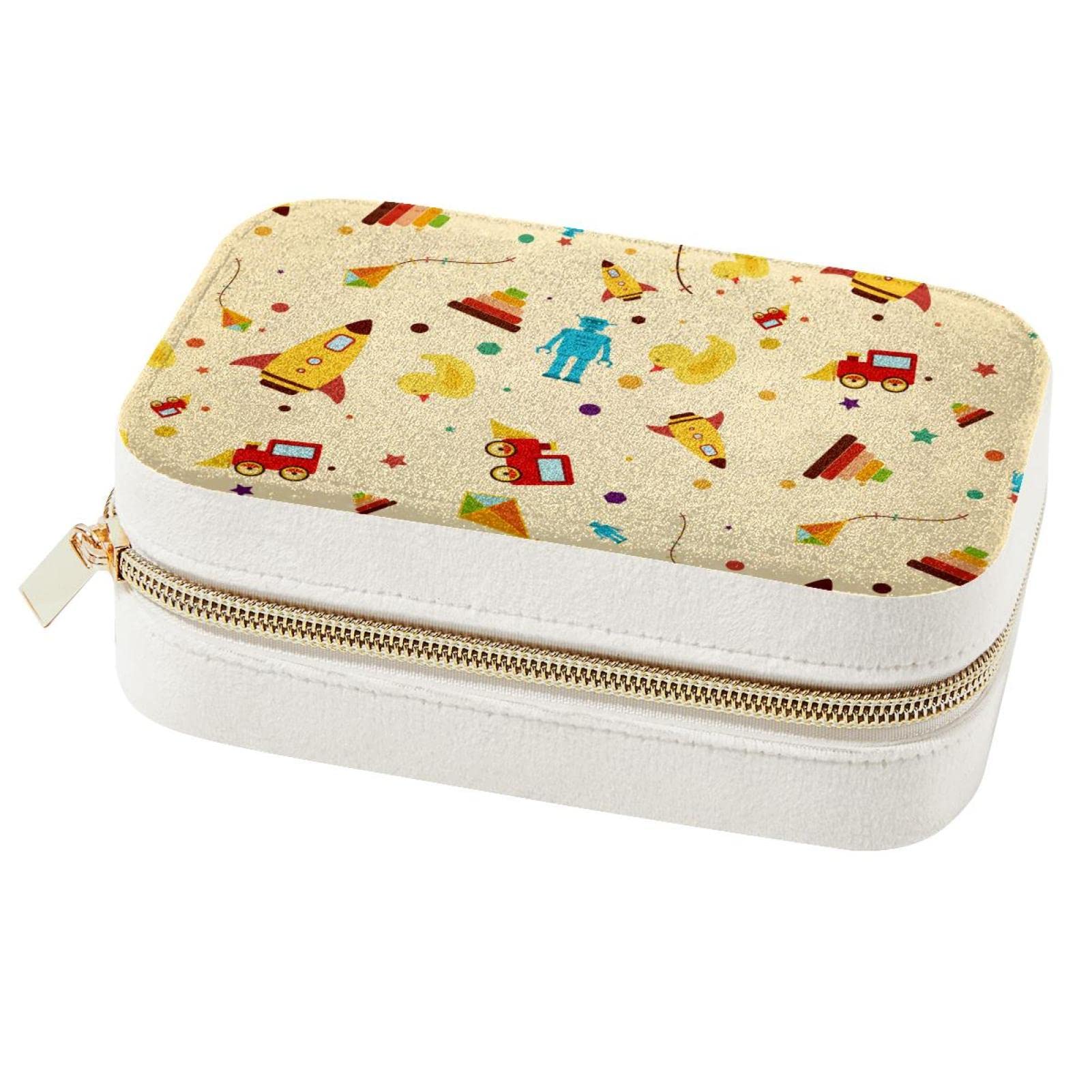 Boîte à bijoux fusée vintage avec robot canard, coffret de voyage compact pour bagues