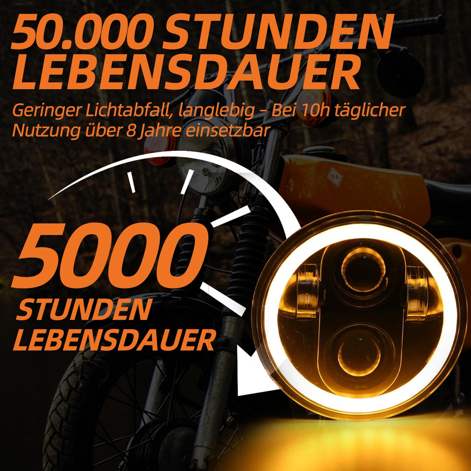 5,75" Scheinwerfer mit DRL Hi/Lo Abblendlicht Passend für Simson S51 S70 S50 S50B
