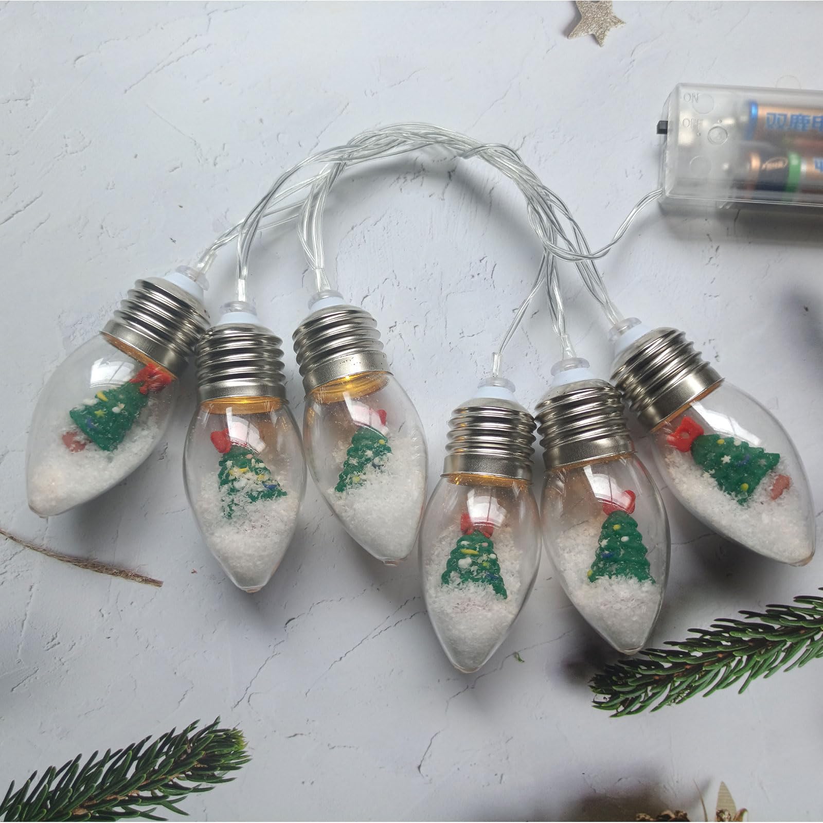 Łańcuch świetlny na choinkę śnieżną, 10 diod LED, łańcuch świetlny do sypialni, na ślub, dekorację stołu, na imprezę ogrodową, do domu, na imprezę (15 m)