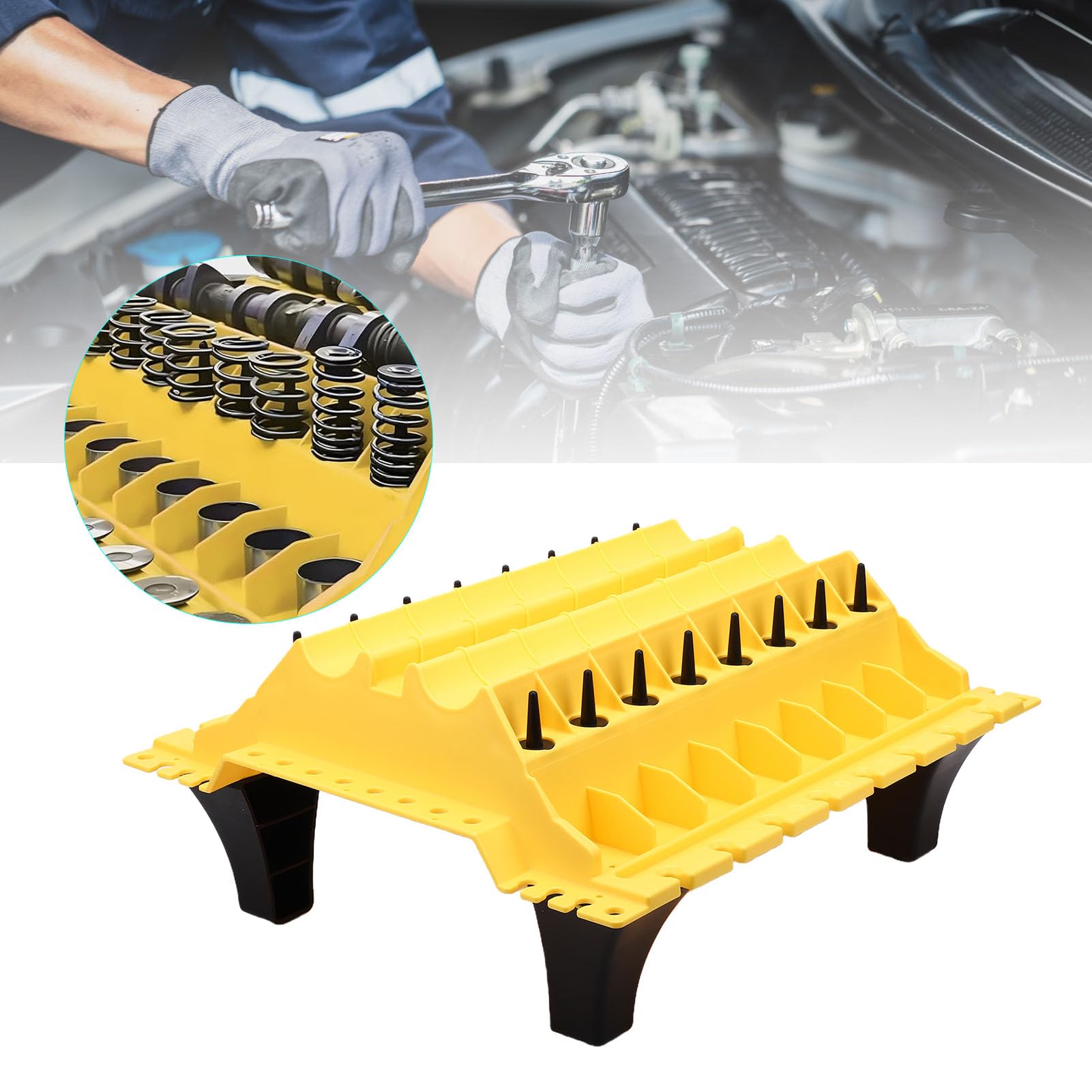 Fydun Vassoio per Testata Motore, Organizer per Parti di Motore per Auto, per Valvole, Molle, Alberi a Camme, Nylon Ad Alta Resistenza per Meccanici di Riparazione Automobilistica