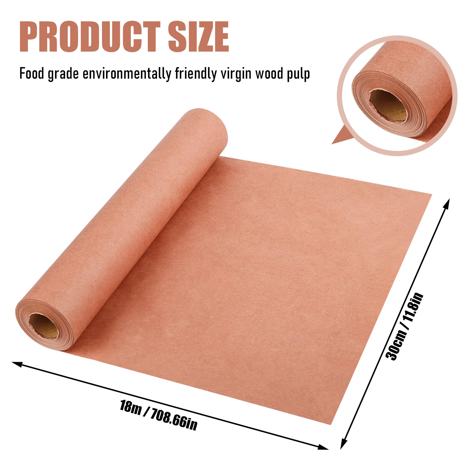 Różowy papier rzeźniczy w rolce Butcher Paper BBQ 30 cm x 18 m papier do grillowania, papier typu kraft, rolka do grilla, BBQ, wędzarni, ryb, mięsa