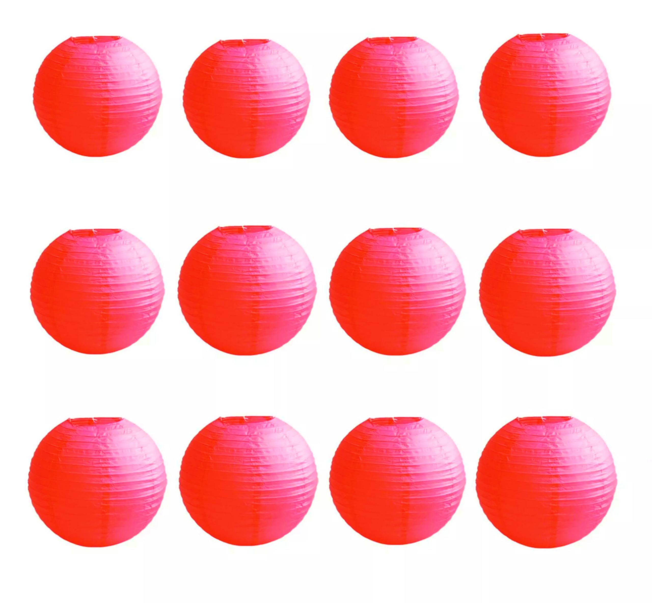 A Liittle Tree- 12 PCs Round Paper Lanterns Wedding Party Christmas New Year (Red, 14")