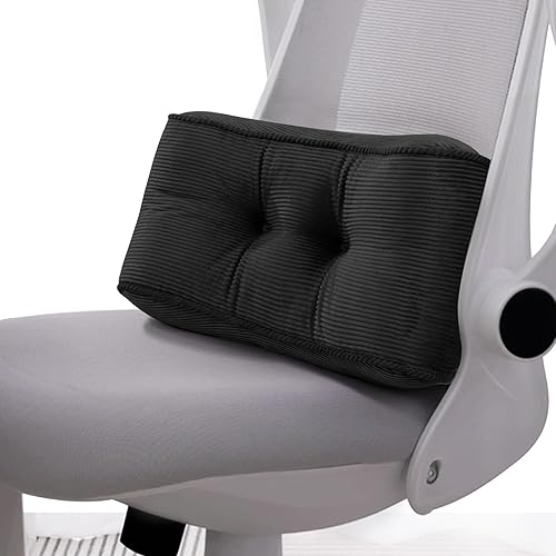 Glyzia Almohada de apoyo lumbar para silla de oficina, almohada de apoyo de espalda de pana para aliviar el dolor de espalda baja, cojín lumbar