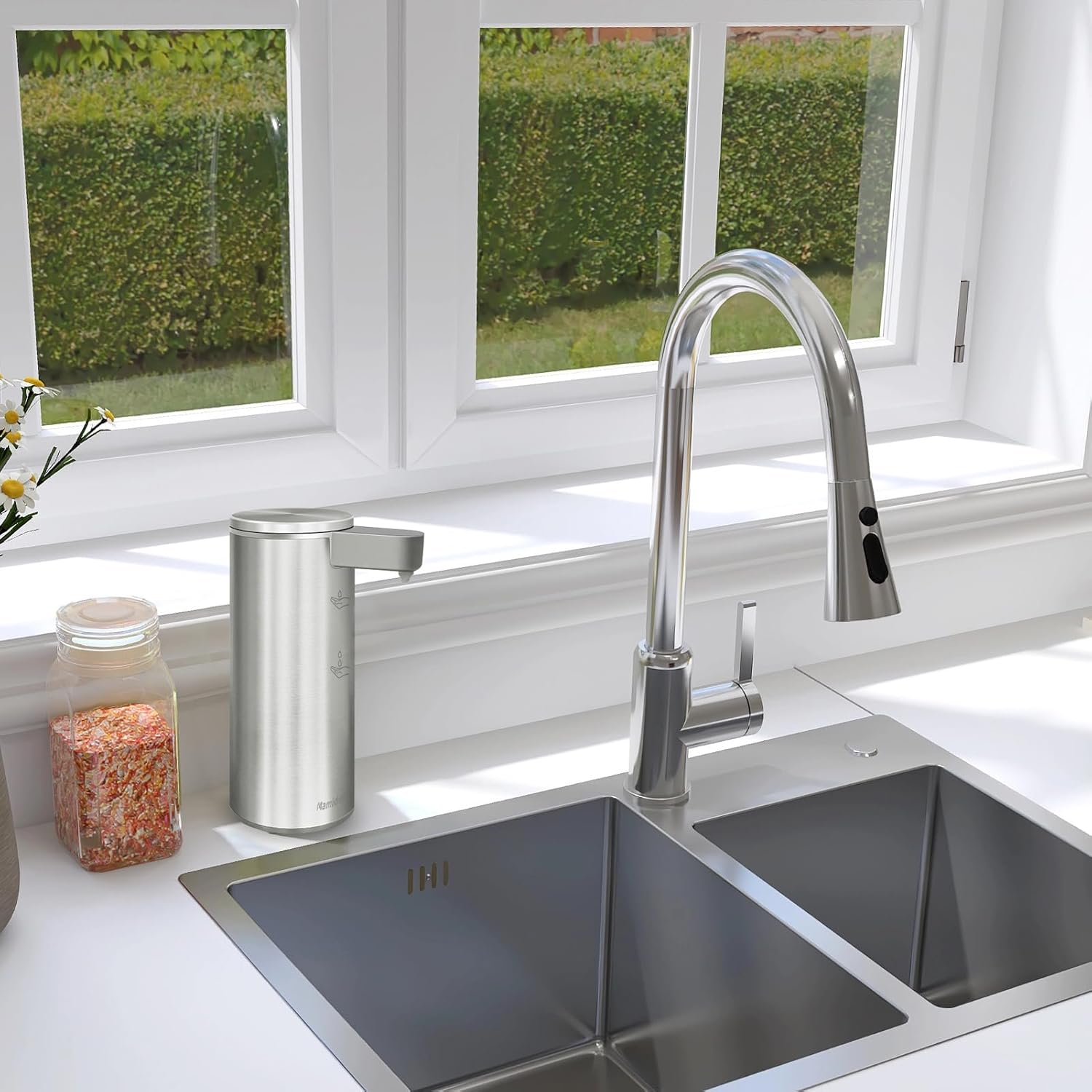 Automatic Soap Dispenser Stainless Steel with Sensor Infrared Soap Dispenser Electric IPX5 Waterproof USB-C Charging Motion Sensor for Kitchen & Bathroom (Silver) - Image 7