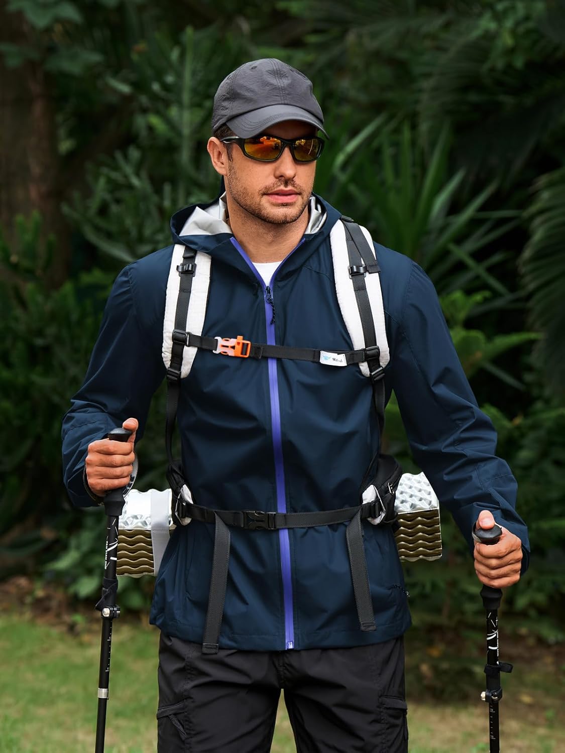 Yousify Mens Waterproof Shell Jacket Full Zip Hooded Raincoat Lightweight Windbreaker for Cycling Hiking Golf Outdoor - Image 2