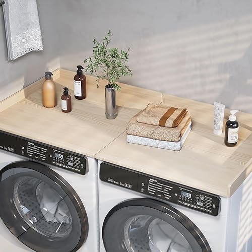 Vista 5 de Encimera plegable de madera para encimera de lavandería con almohadillas antideslizantes, 54 pulgadas de ancho x 27.5 pulgadas de profundidad