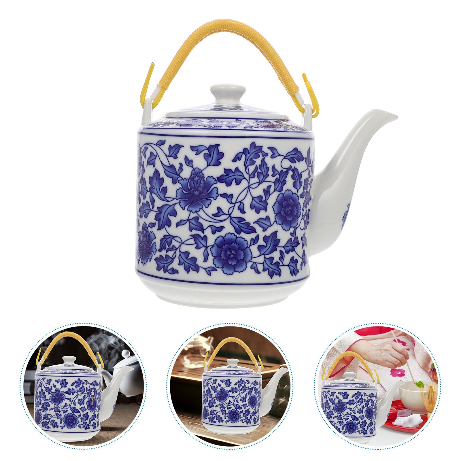 SHINEOFI Théière Chinoise en Céramique 2l Grosse Capacité, Style Chinois, Facile à Ranger et Polyvalente pour Bureau et Maison