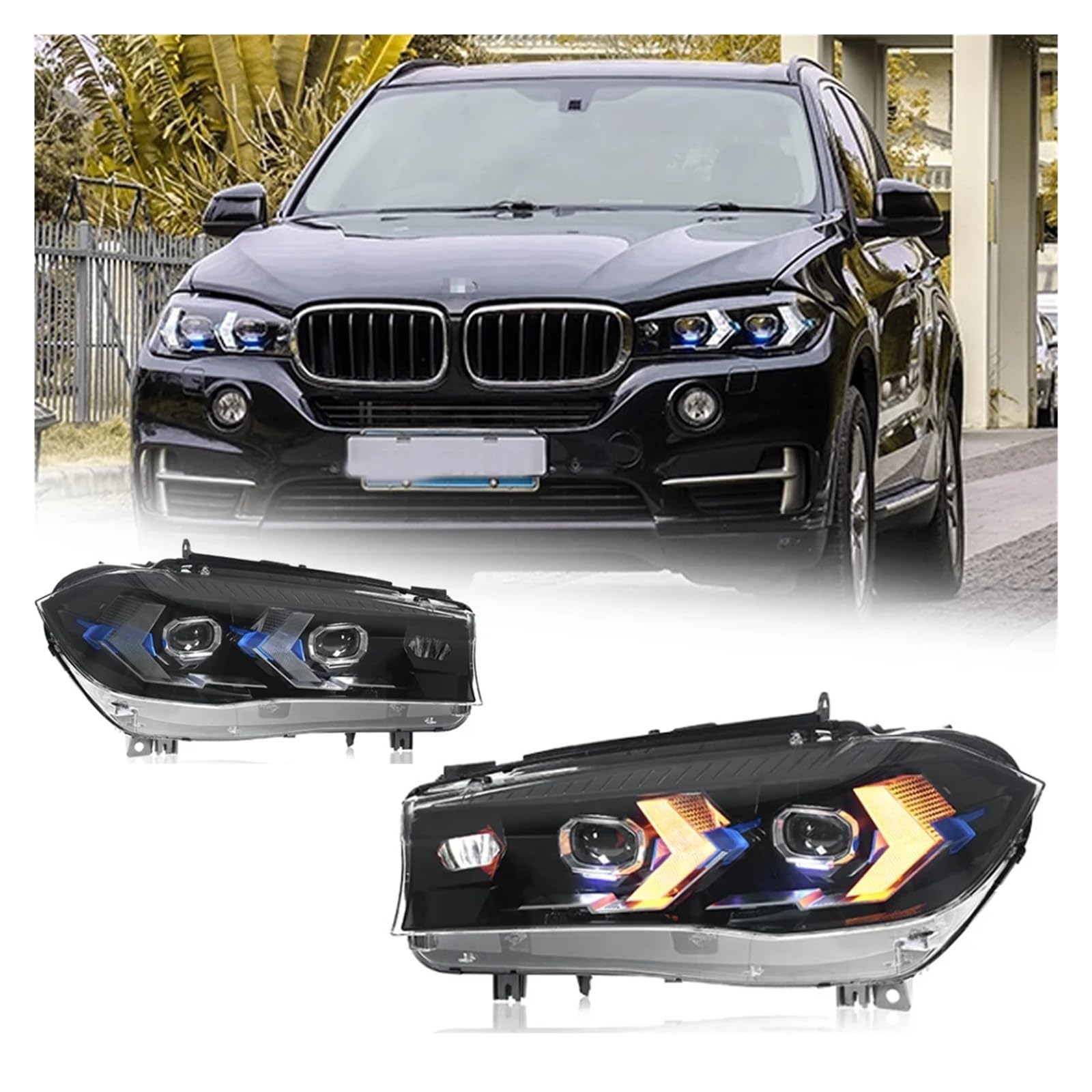 Pasuje do B//M//W X5 F15 14-18 w nowym stylu pełna dioda LED DRL reflektor samochodowy montaż sygnału akcesoria(For EU version,For original xenon)
