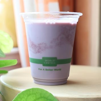 World Centric Compostable Cups 12 oz - Clear Cold Cups Made from Plants - 200 Pack