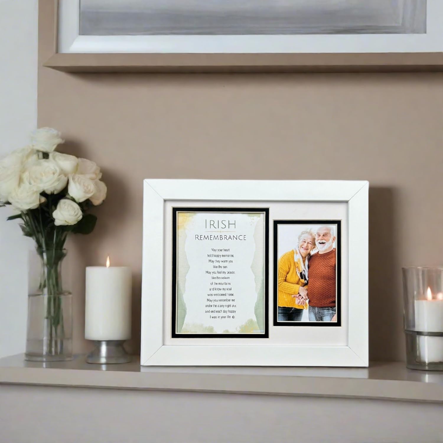 Irish Memorial Gift - Irish Remembrance Message with Picture Frame - Made in USA - Irish Sympathy Gift (Wood Picture Frame Regular)