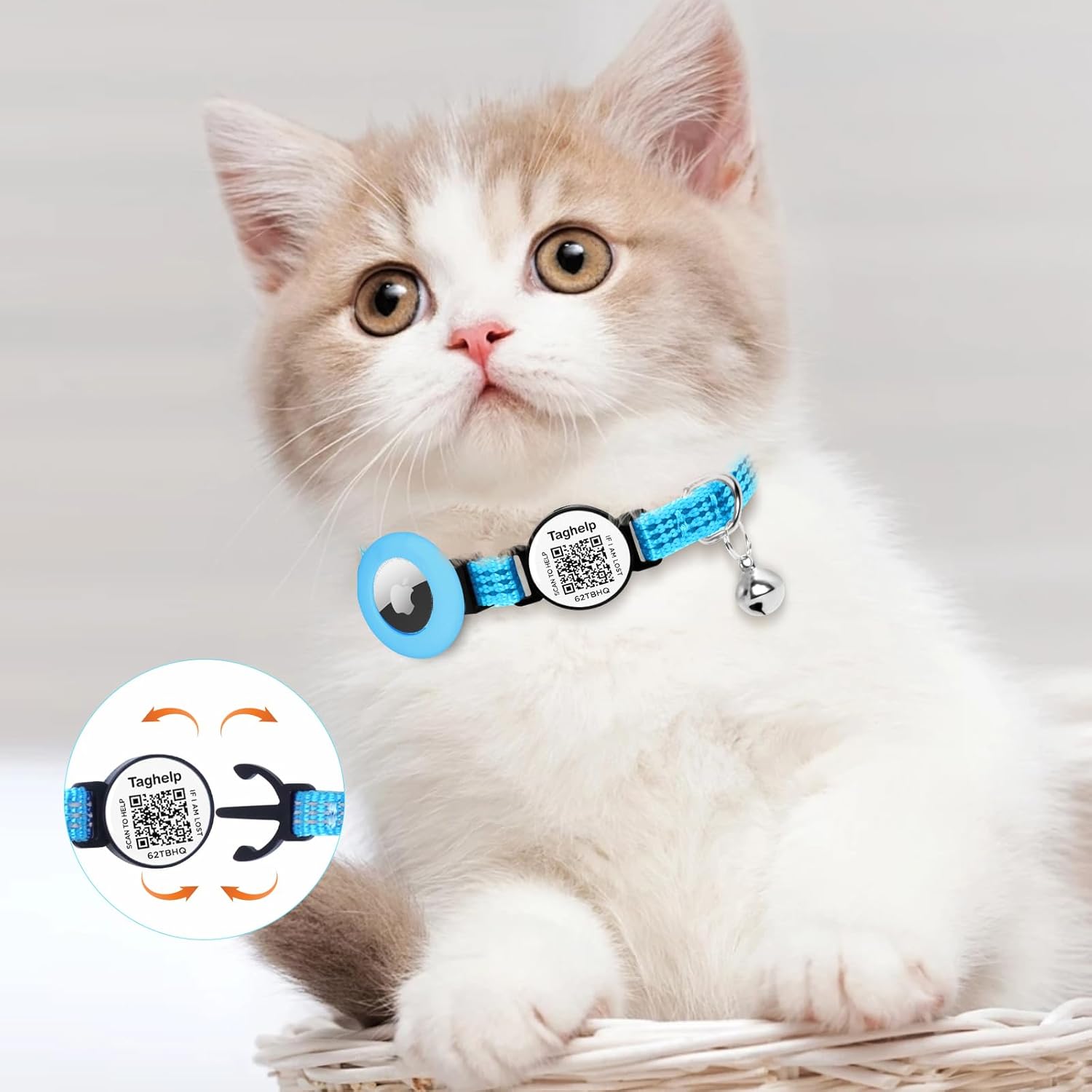 TAGHELP Reflective Breakaway Cat Collar With QR Code ID Tag & Bell - Adjustable 7.5-12.5 Inch (2 Pack, Pink) 11 thumbnail image