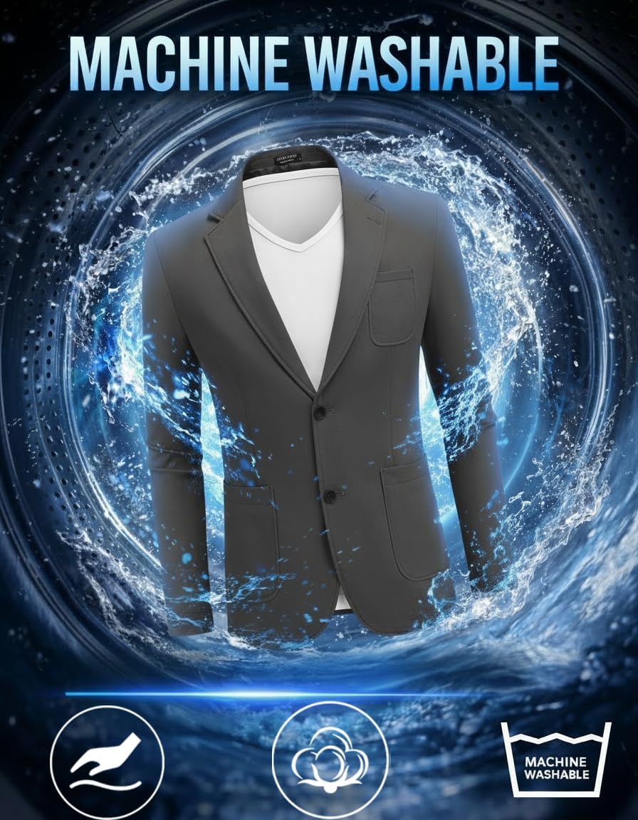 COOFANDY Men's Smart Wash Blazer Regular Fit Cotton Sport Coat Casual Suit Jacket - Image 2