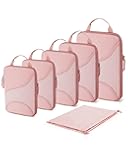 Compression Packing Cubes - 6 Set Travel Packing Cubes for Suitcases, Compression Suitcase Organizers with Shoe Bag