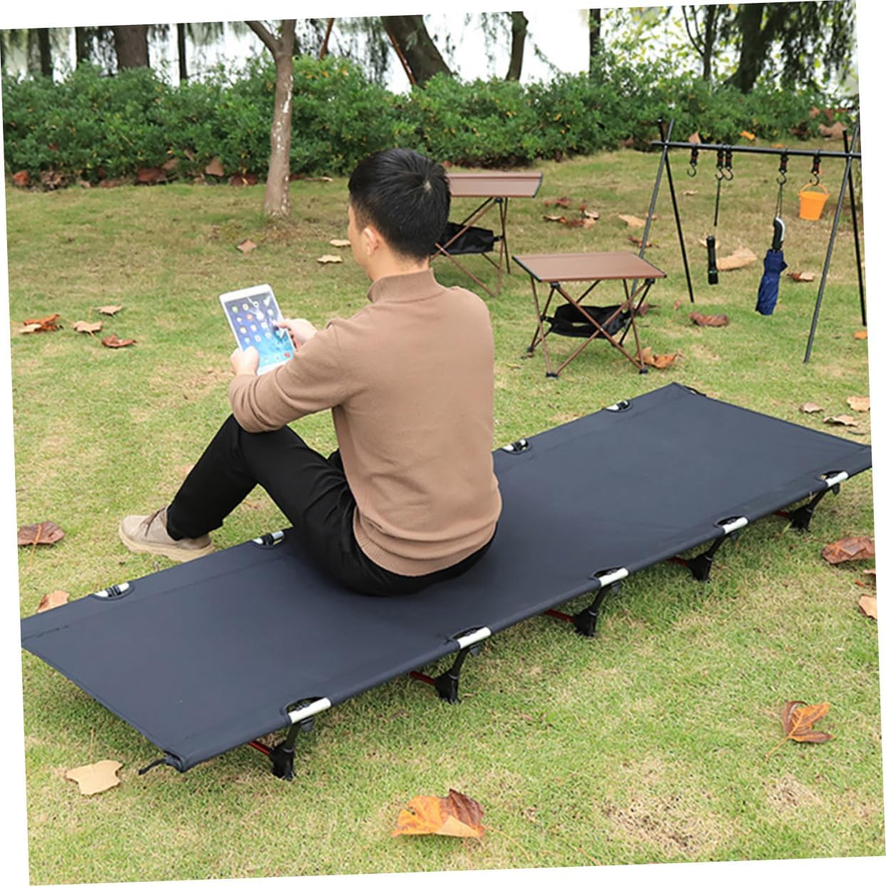 VANZACK Portable Folding Camping Cot with Stable Frame Heavy Duty Design for Outdoor Use Easy to Setup Guest Bed for Adults and Teens for Beach Hiking and Travel