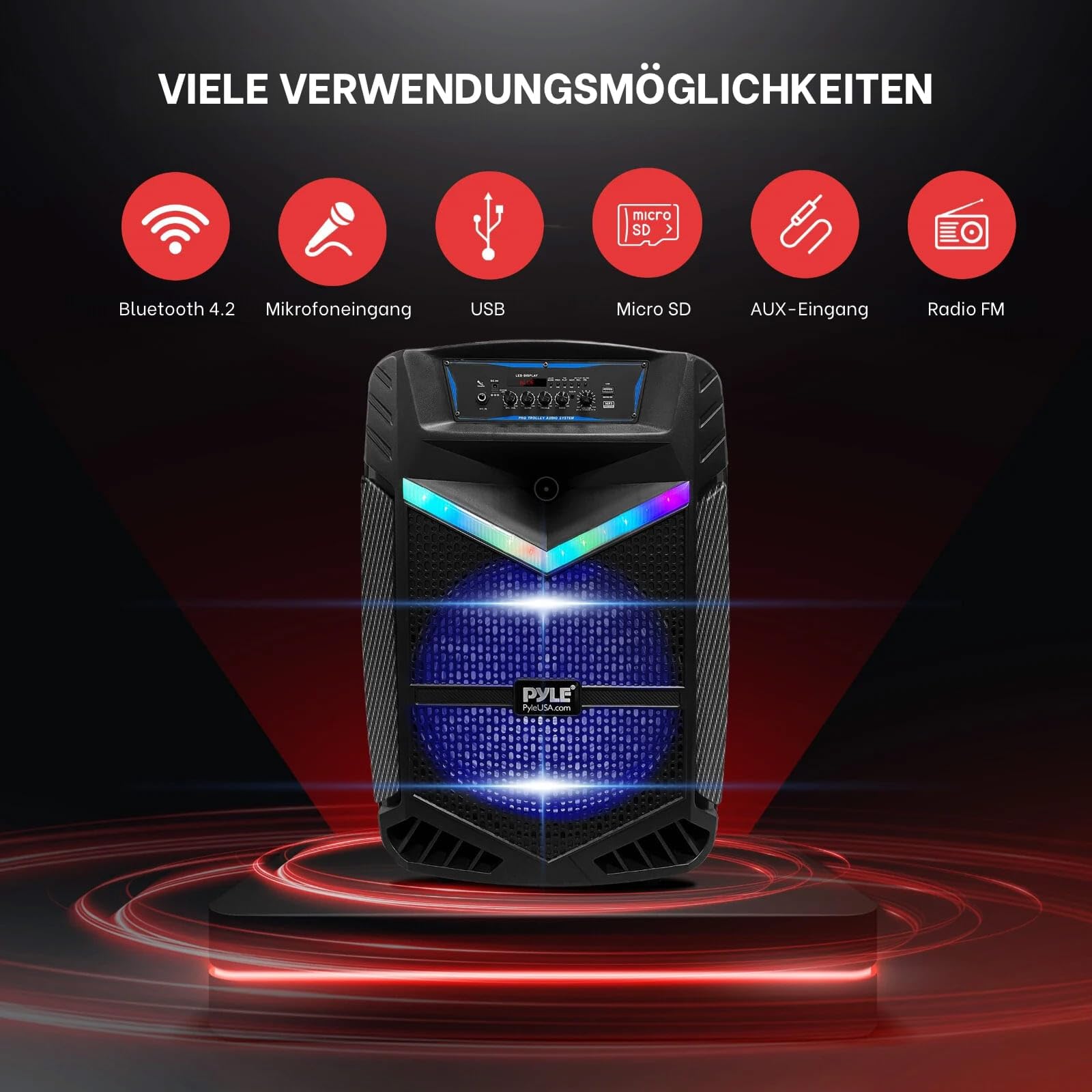 Pyle PA Bluetooth Lautsprecher - Karaoke Maschine mit Karaoke Mikrofon – Bild 3