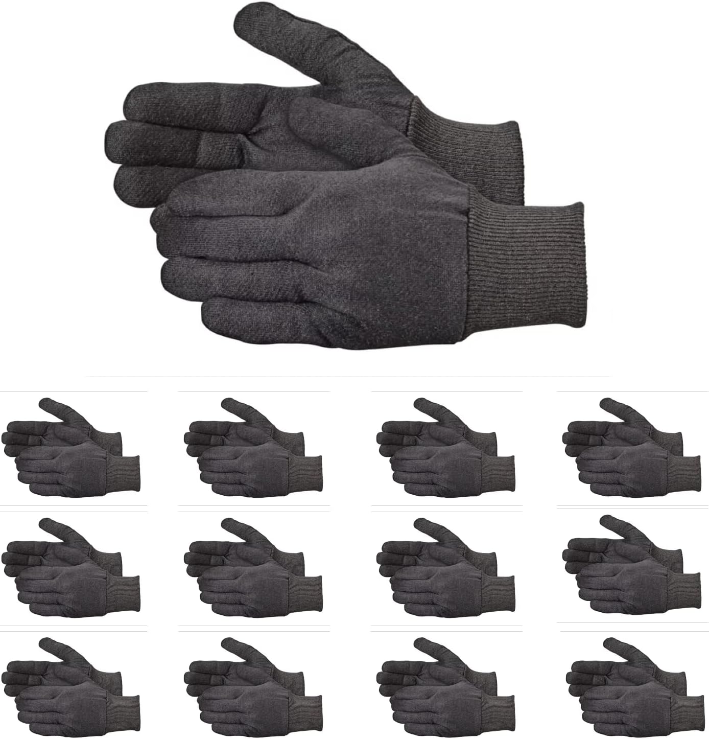ATERET 12 Pairs Brown Jersey Versatile Work Gloves Lightweight, Durable, Comfortable