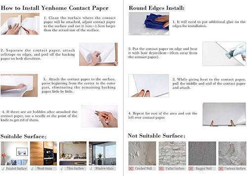 Miniatura 7 de YENHOME Papel de contacto de madera sintética de 24 x 200 pulgadas, papel de contacto de grano de madera, papel de contacto de nogal para gabinetes,