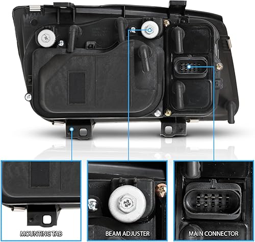 Miniatura 7 de AmeriLite para 1999-2005 Volkswagan Jetta Faros Delanteros de Proyector de Repuesto LED Halos Negros, Conjunto de Luces Antiniebla - Lado del