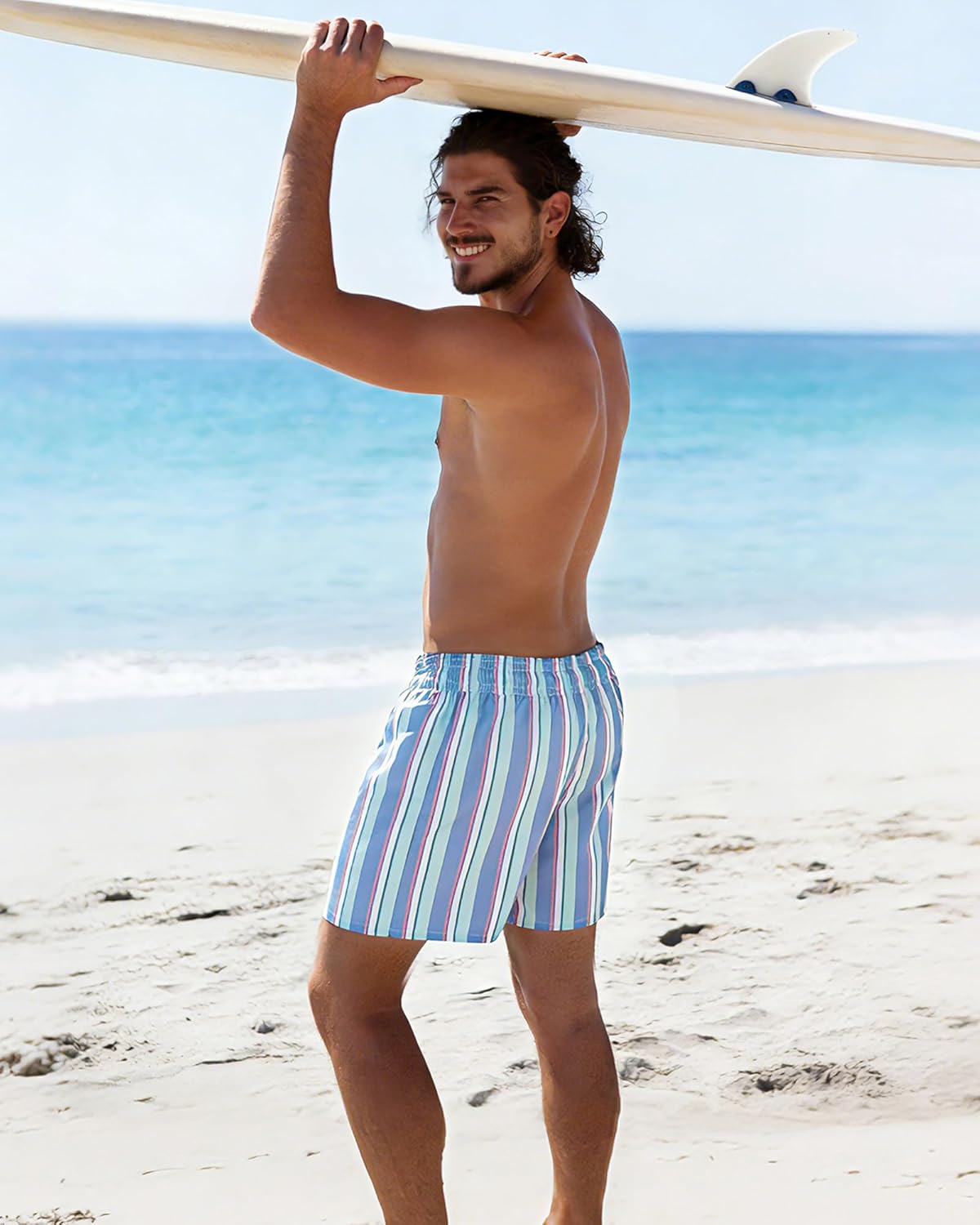 SURF CUZ Mens Swim Trunks with Compression Liner Swimming Trunks 5 Inch Bathing Suit Zipper Pockets Quick Dry Swim Shorts