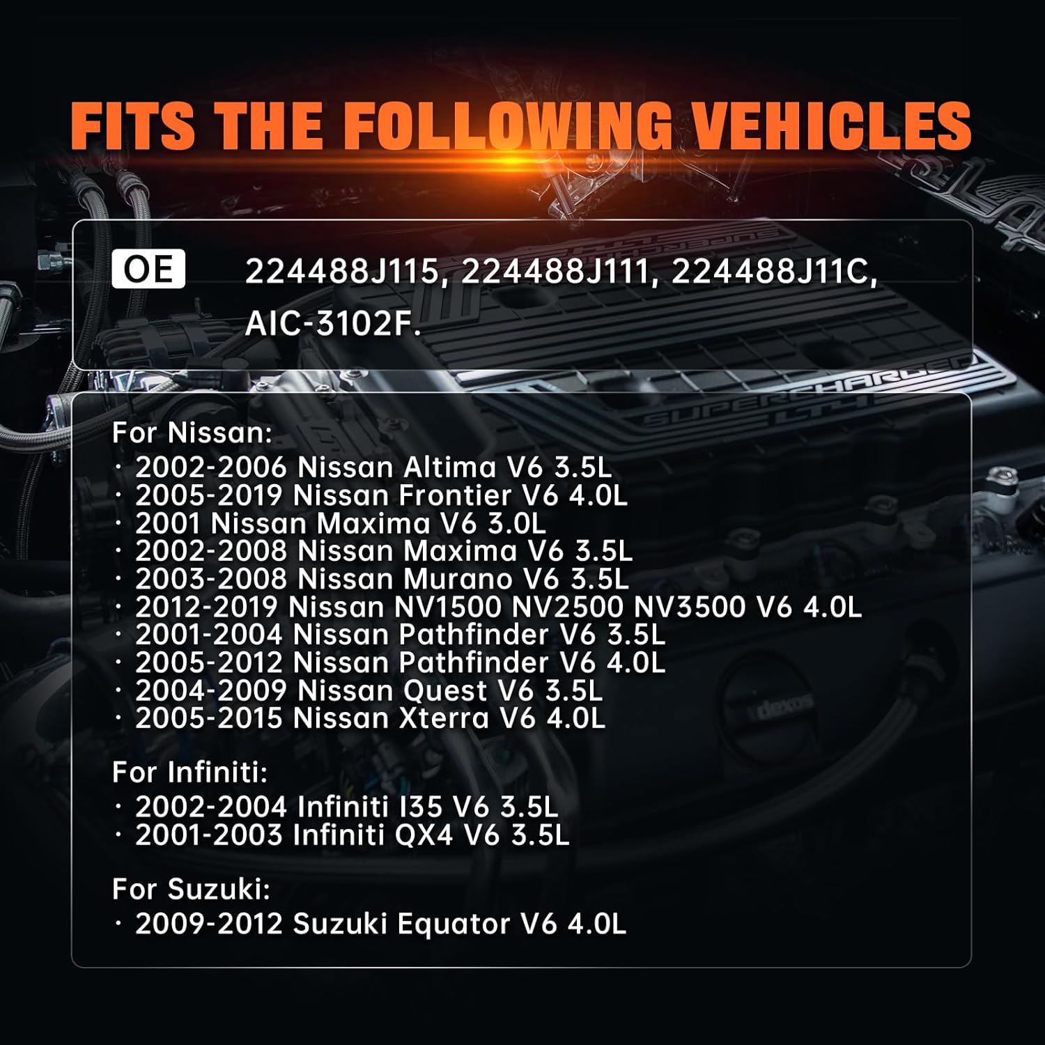 Ignition Coil Pack Set of 6 Compatible with 2003 2004 2005 2006 2007 2008 2009 Nissan Infiniti Altima Frontier Maxima Murano NV1500 Pathfinder Quest Xterra I35 QX4 V6 Coils for UF349, 224488J111