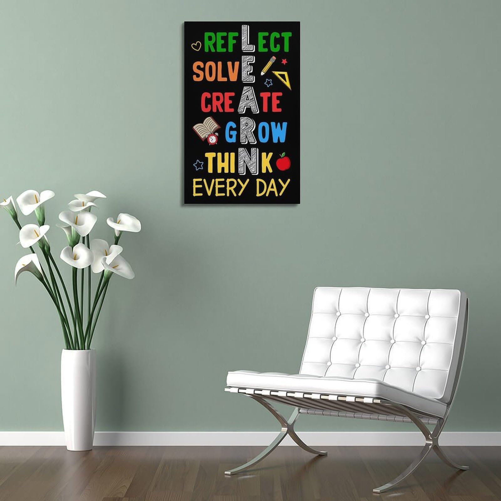 Wandkunst, inspirierendes Klassenzimmer-Dekor, motivierendes Poster, dekorative Malerei, Leinwand, Wandposter und Kunstdruck, moderne Familienschlafzimmer-Dekoration, Poster, 61 x 91,4 cm (6 Stück)