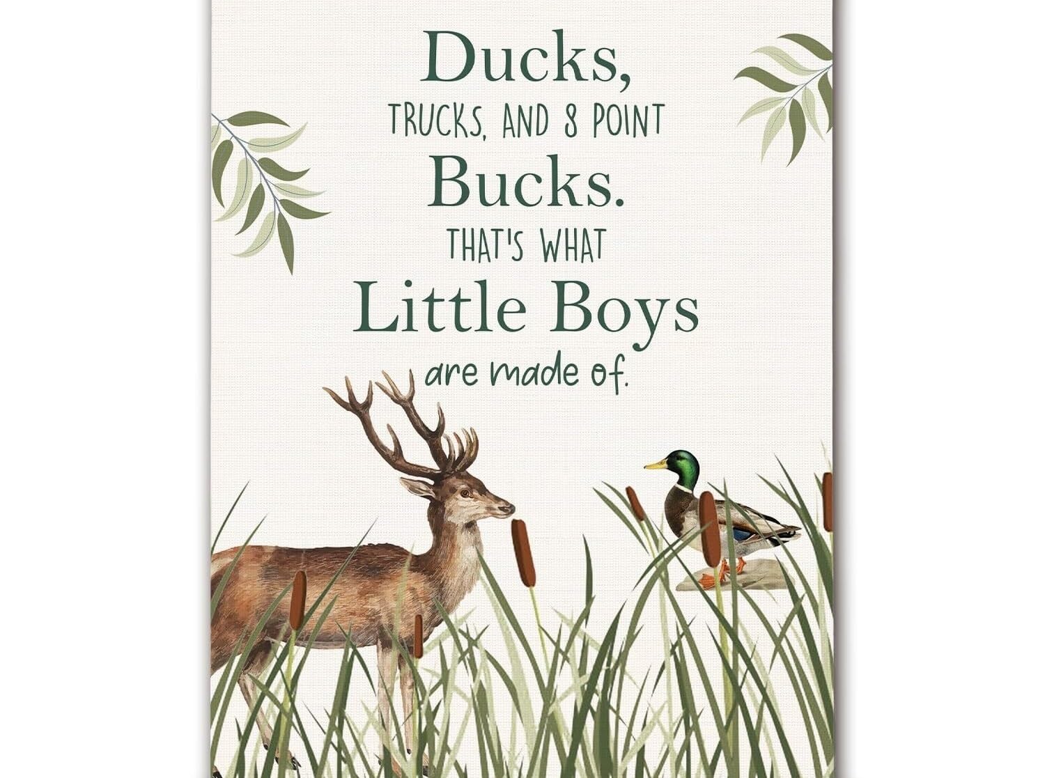 TAMDDBPJD Rustic Mallard Duck and Deer, Wildlife Themed Wall-Art for Boys Nursery, Hunting Inspired Decor for Playroom(Unframed,12x18inch(30x45cm))