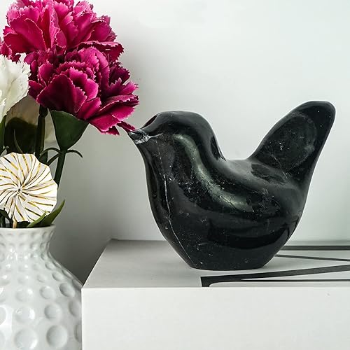 Miniatura 2 de DreamsEden Figuras de pájaros para decoración del hogar, 1 pieza hecha en piedra, estatua de pájaro grande, escultura decorativa para estante, mesa,