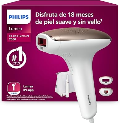 Philips Lumea serie 7000, dispositivo de depilación IPL, alternativa de depilación láser, con lápiz recortador compacto Satin, 2 accesorios para el cuerpo y la cara, modelo BRI921/00