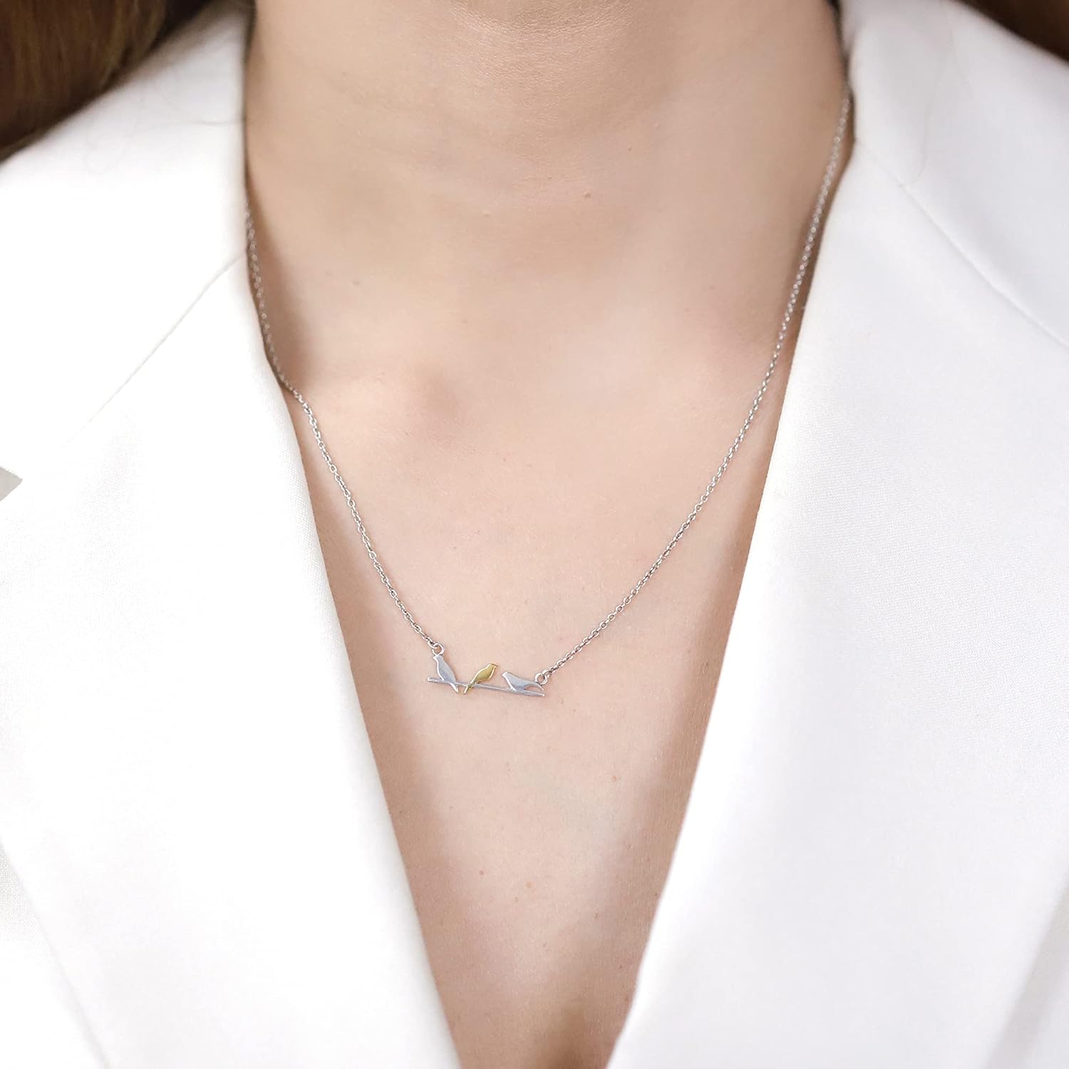 Boma Jewelry Sterling Silver Birds On A Wire 14 KT. Gold Vermeil Necklace, 18 Inches - Image 2