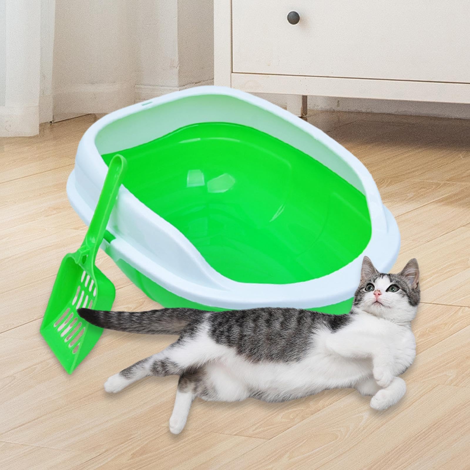 Lettaia, Toilette for gatti con coperchio aperto, lettiera for(Green)