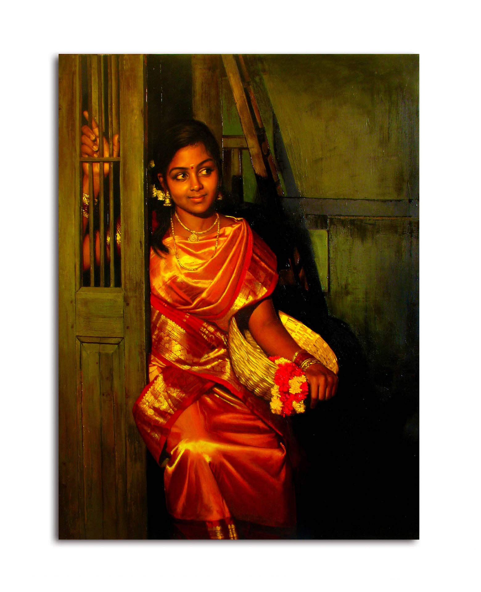 Buy Tamatina S.Elayaraja Canvas Paintings Waiting At The Door Academic Art Paintings for