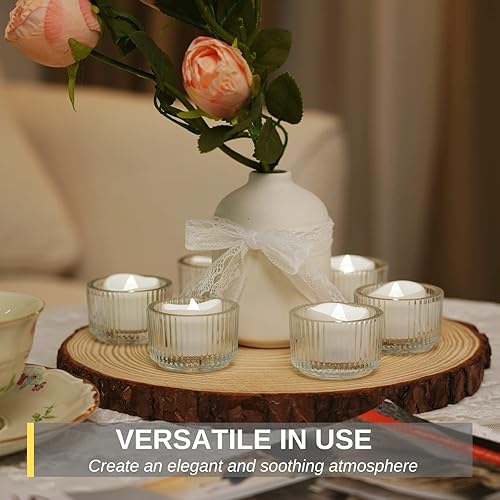 Miniatura 9 de Homemory Paquete de 48 velas de té blancas que funcionan con pilas, velas LED parpadeantes sin llama, velas votivas sin llama de larga duración para