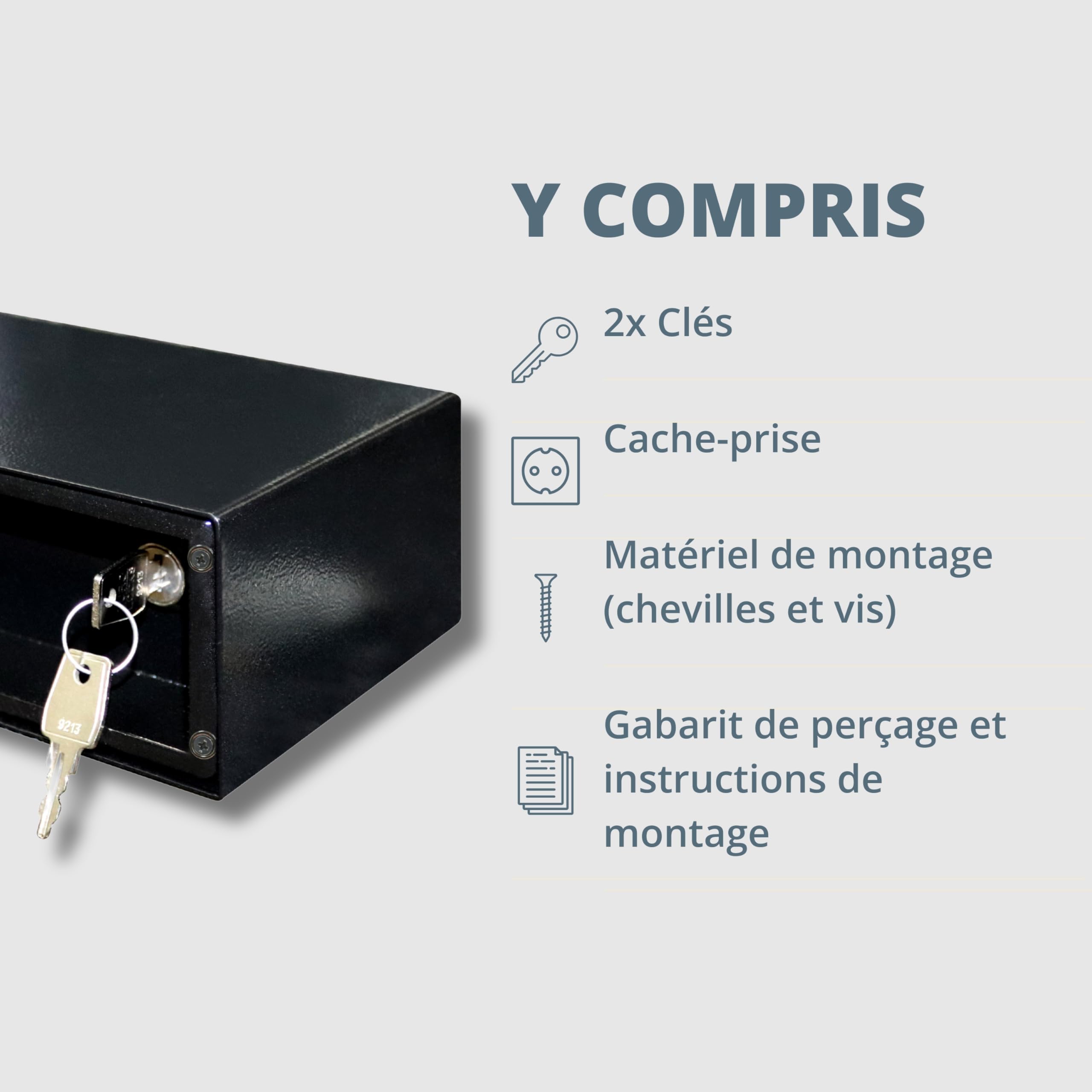 Coffre multiprise | Ouverture magnétique et serrure spéciale | Coffre mural pour rangement invisible | Compartiment secret pour l'argent, les