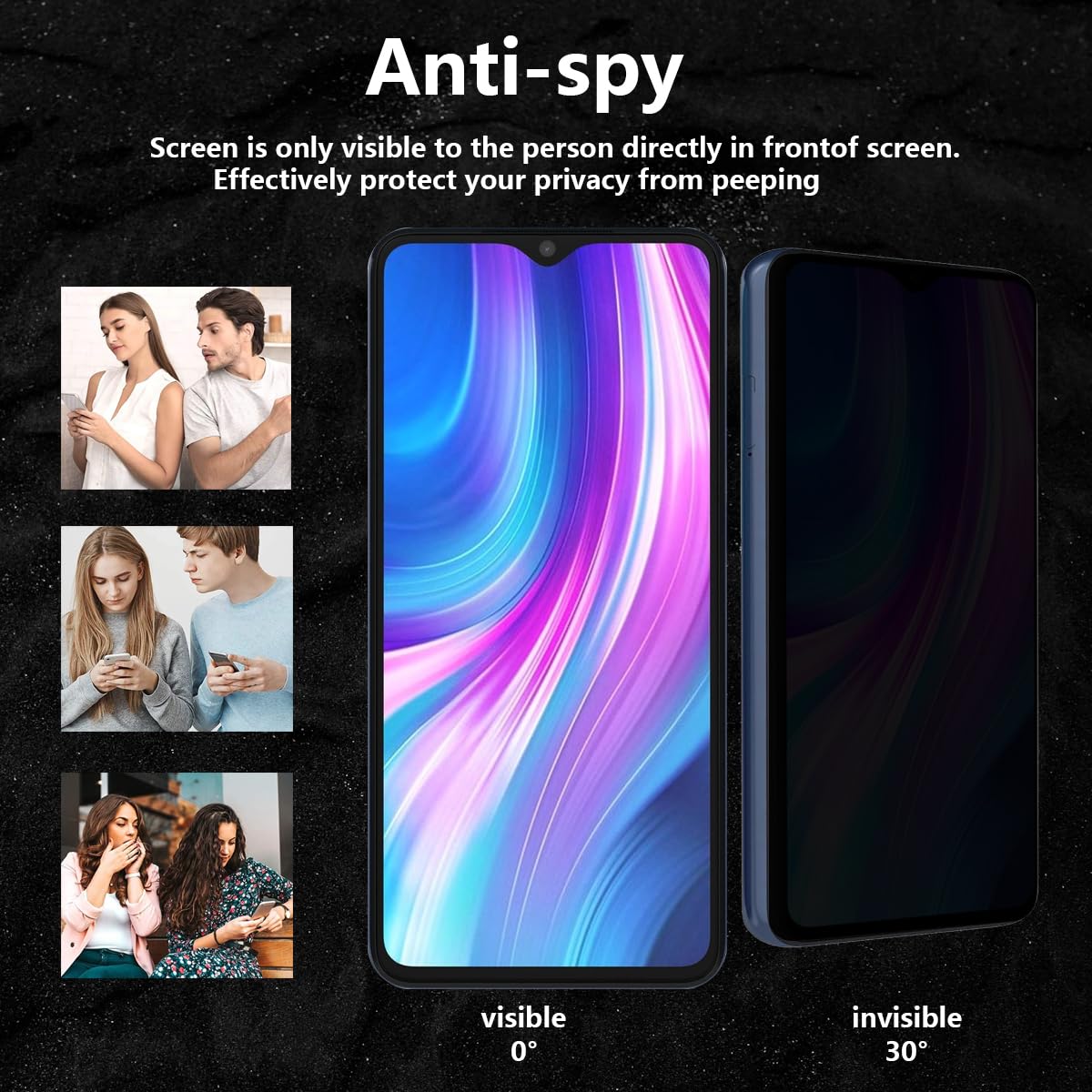 Oelrstfe Privacy Pellicola Protettiva per Xiaomi Redmi Note 8 Pro Anti Spy in Vetro Temperato Durezza 9H Anti-Graffio Senza Bolle Ultra Resistente Anti -Impronta Anti-Spia Protezione Schermo,2 Pezzi