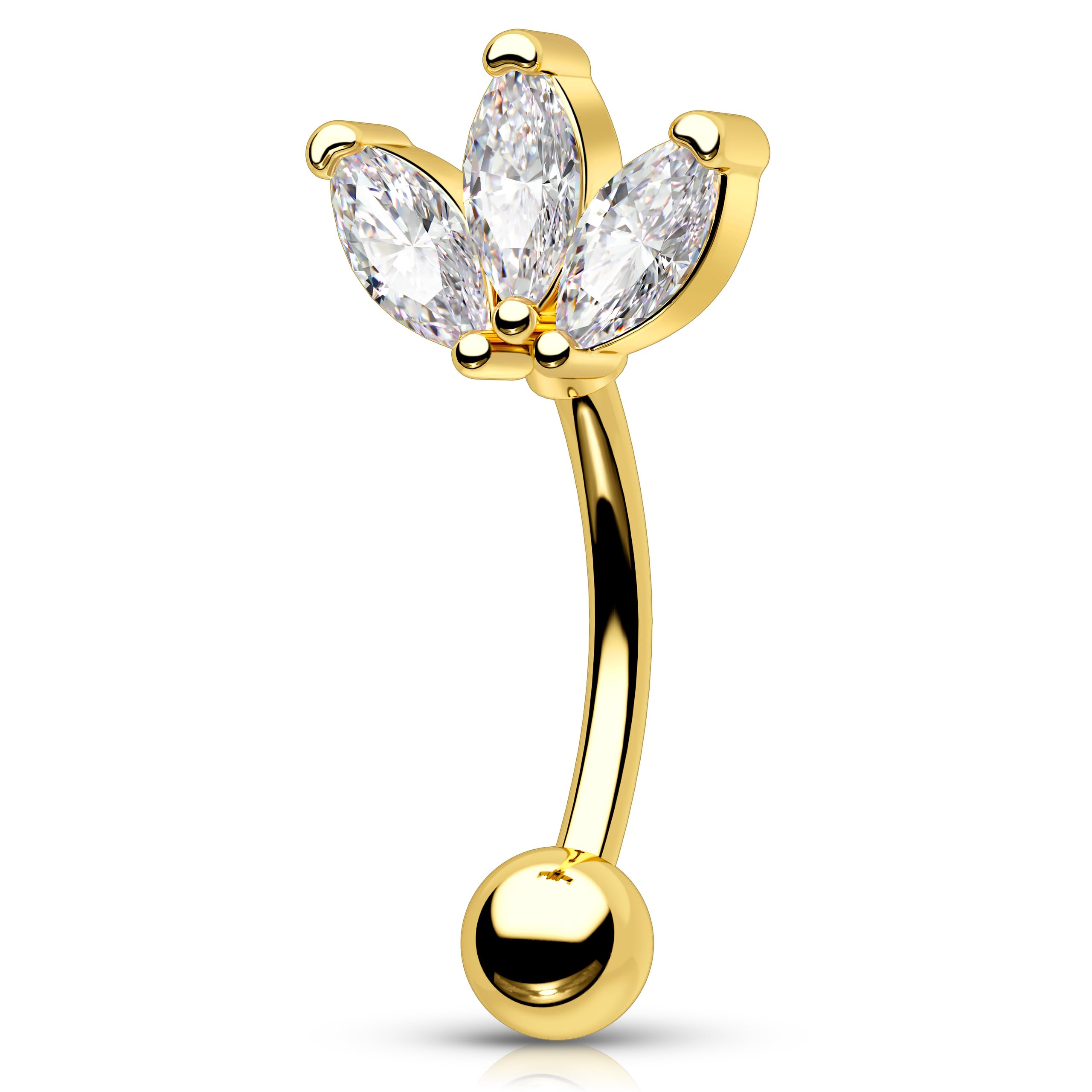 Melighting 16G Rook Earring Triple Marquice CZ Cartilage Earring Stainless Steel 316L Eyebrow Ring Stud Earring Eyebrow Jewellery 8mm Tragus Piercing Jewelry for Women