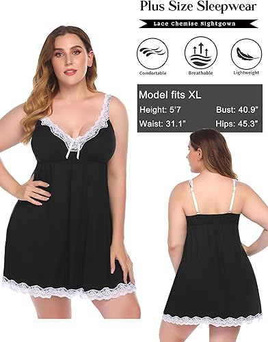 Miniatura 6 de Avidlove - Ropa de dormir sexy para mujer, camisón de encaje, camisón completo tipo babydoll para llevar debajo de otras prendas