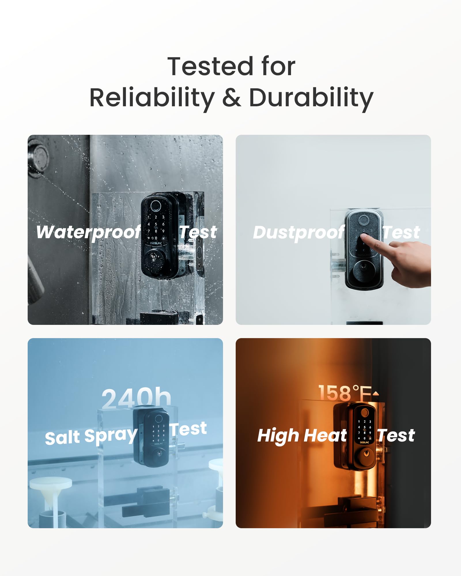 DESLOC B200 Fingerprint Smart Lock with 2 Lever Handles, Keyless Entry Front Door Lock Set, Electronic Keypad Deadbolt, App Control, Auto Lock, Long Battery Life, Secure Home Access