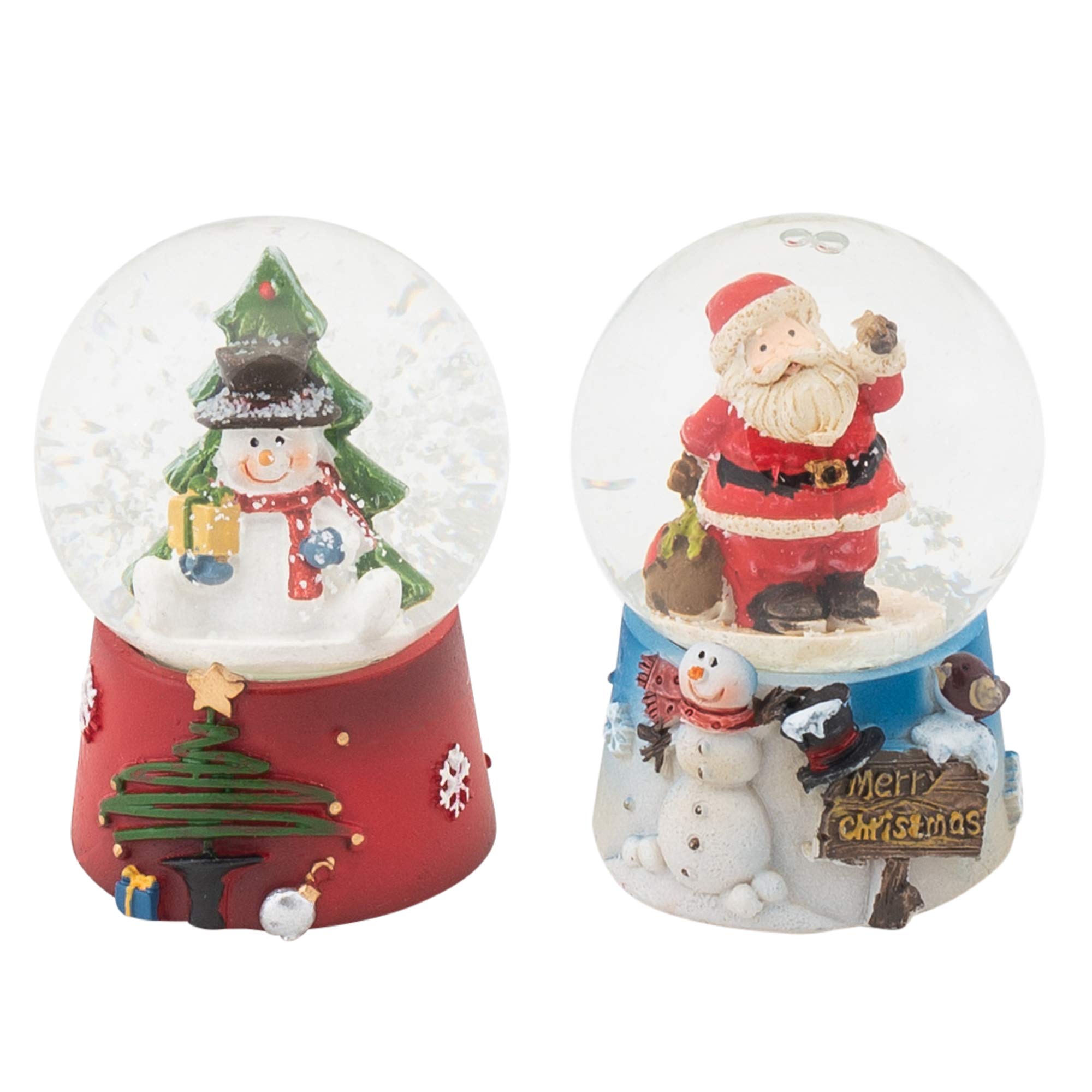 Napco ImportsSnowman and Santa Claus 2 Inch Mini Glass Christmas Water Globes Assorted Set of 2
