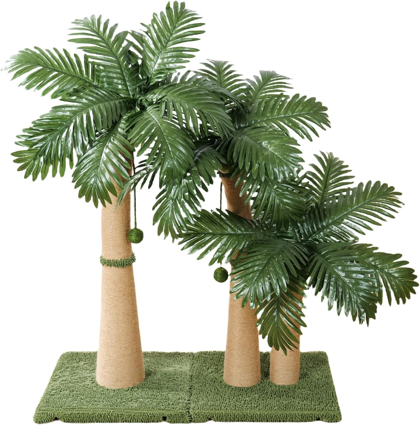 Palm Tree Cat Scratching Post with 8 Interactive Balls, Natural Sisal Rope Cat Scratchers for Indoor Cats, Multi-Combinable (Style A & Style C)