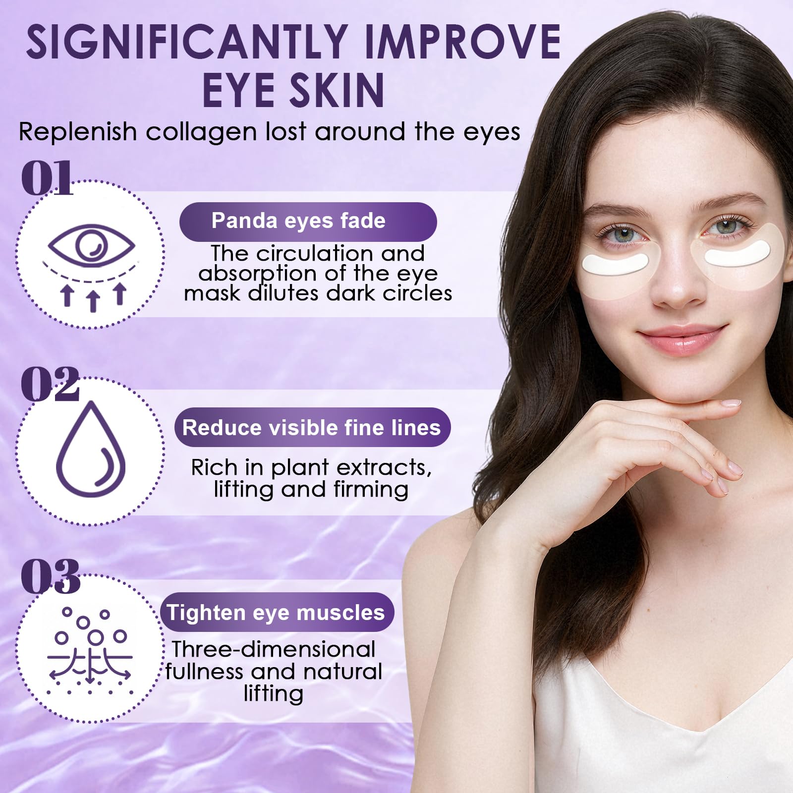 4 Pairs Coussinets Sous Les Yeux Lyophilisés,Masque Sous Les Yeux Hydratation,Masque Contour Des Yeux Pour Soins Quotidiens,Pour Regard Fatigué Et Peau Sèche,Hommes et femmes - 3