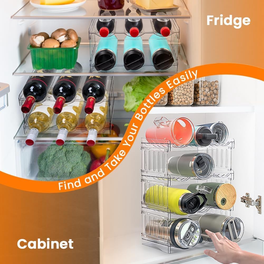 Stapelbarer Flaschenhalter für Kühlschrank, Küche, platzsparendes Flaschenregal, vielseitige Aufbewahrungslösung für Kühlschrank und Schrank, ideal für Zuhause und Küche