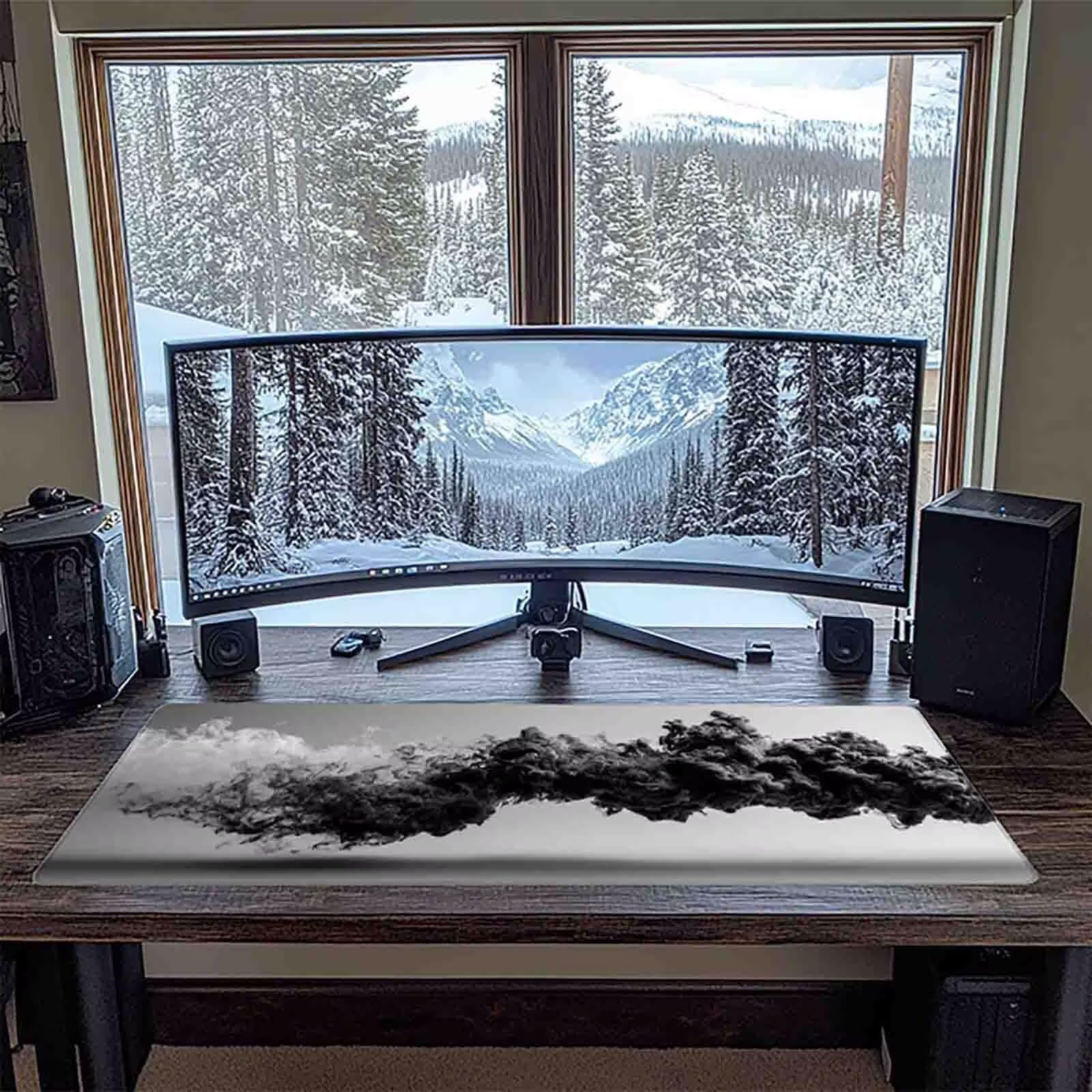 Tappetino Mouse XXL 1000x500mm Grigio Mousepad Astratto Tappetino Scrivania Grande, con base in Gomma Antiscivolo, Impermeabile Sottomano Scrivania per Computer, Ufficio, Accessori Gaming 5-4420b